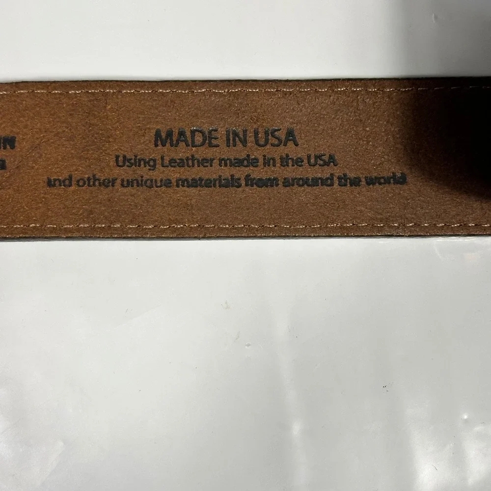 Justin Trophy Belt Mens 32 Brown Floral Embossed Leather Silver Buckle Excellent